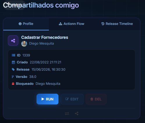 Card de agente compartilhado mostrando a linha Bloqueado