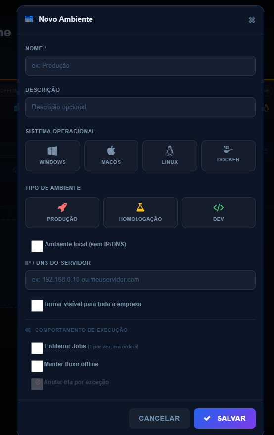 Modal Novo Ambiente