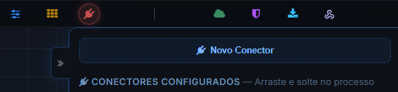 Painel Conectores aberto no Agent Builder, com o botão Novo Conector